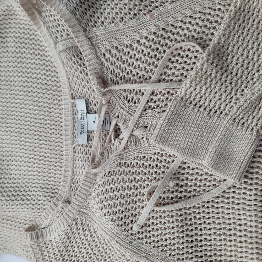 White House Black Market WHBM Beige Open Knit Sweater